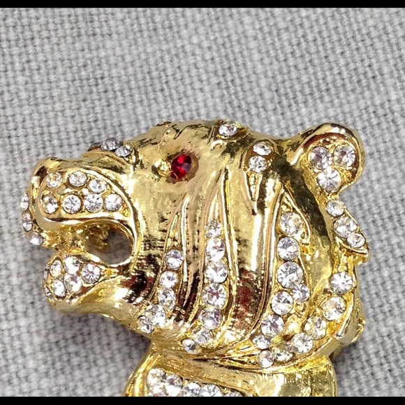 Vintage Rhinestone Roaring Tiger Brooch - Picture 6 of 8